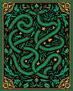 Emerald Serpent Floral Garden Design Rug