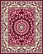 Ornate Floral Scrollwork Pattern Rug