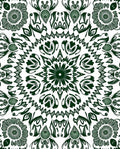 Dark Green Medallion Mandala Symmetry Rug