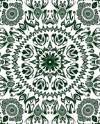 Dark Green Medallion Mandala Symmetry Rug