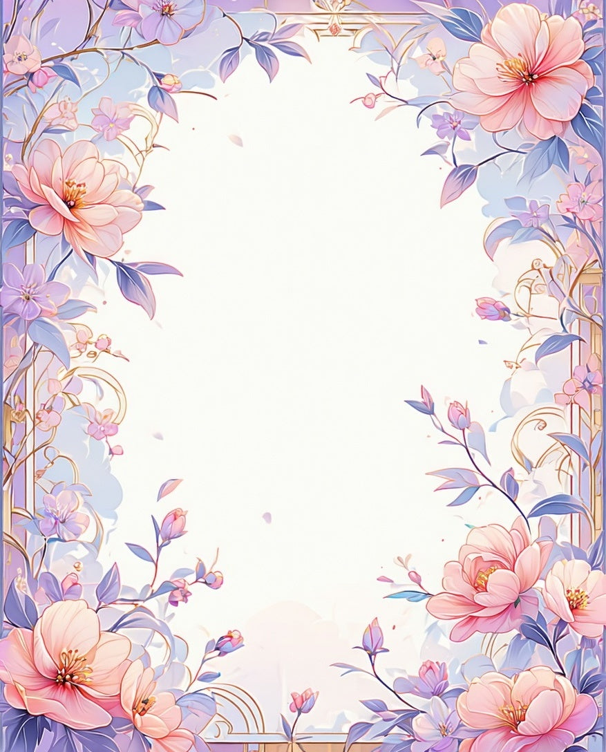 Pastel Floral Elegance Border Rug