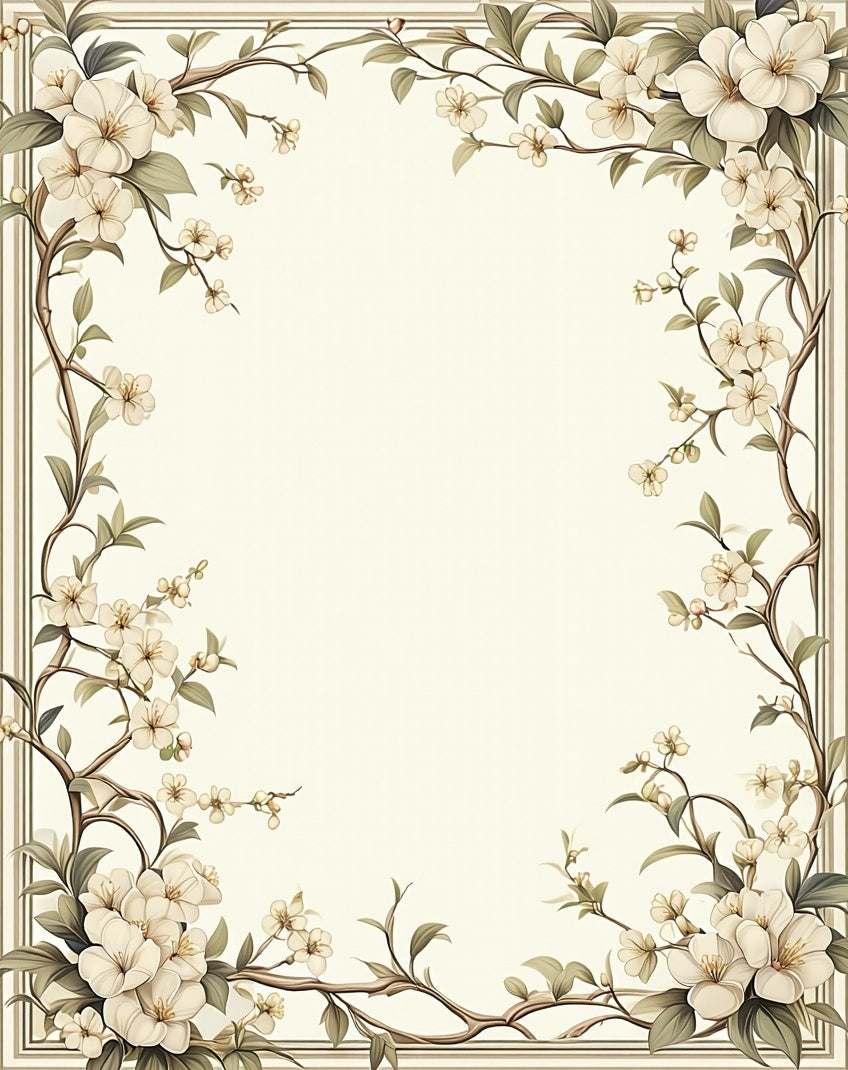 Floral Vine Scroll Patterned Area Rug