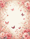 Pink Floral Butterflies Whimsical Garden Rug