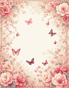 Pink Floral Butterflies Whimsical Garden Rug