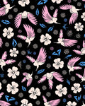 Pink Bird and Flower Pattern Rug
