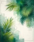 Nature Inspired Geometric Palm Leaf Art Rug