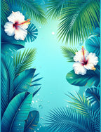 Tropical Hibiscus Leaf Pattern Rug