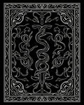 Ornate White Swirls and Serpent Pattern Rug