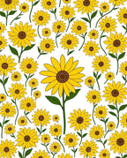 Vibrant Yellow Sunflower Pattern Rug