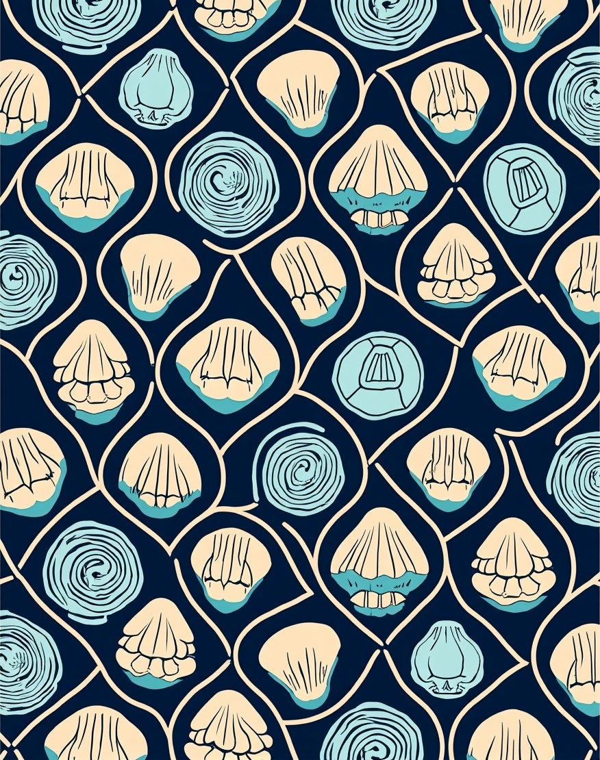 Coastal Shell and Swirl Pattern Design Rug