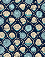 Coastal Shell and Swirl Pattern Design Rug