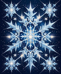 Crystal Snowflake Symmetry Blue Design Rug