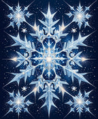 Crystal Snowflake Symmetry Blue Design Rug