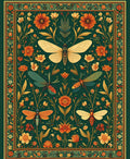 Enchanted Forest Butterfly Floral Pattern Rug