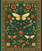 Enchanted Forest Butterfly Floral Pattern Rug