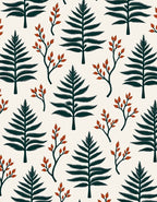 Forest Green Fern Branches Rug