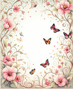 Whimsical Fluttering Butterflies Flowers Rug