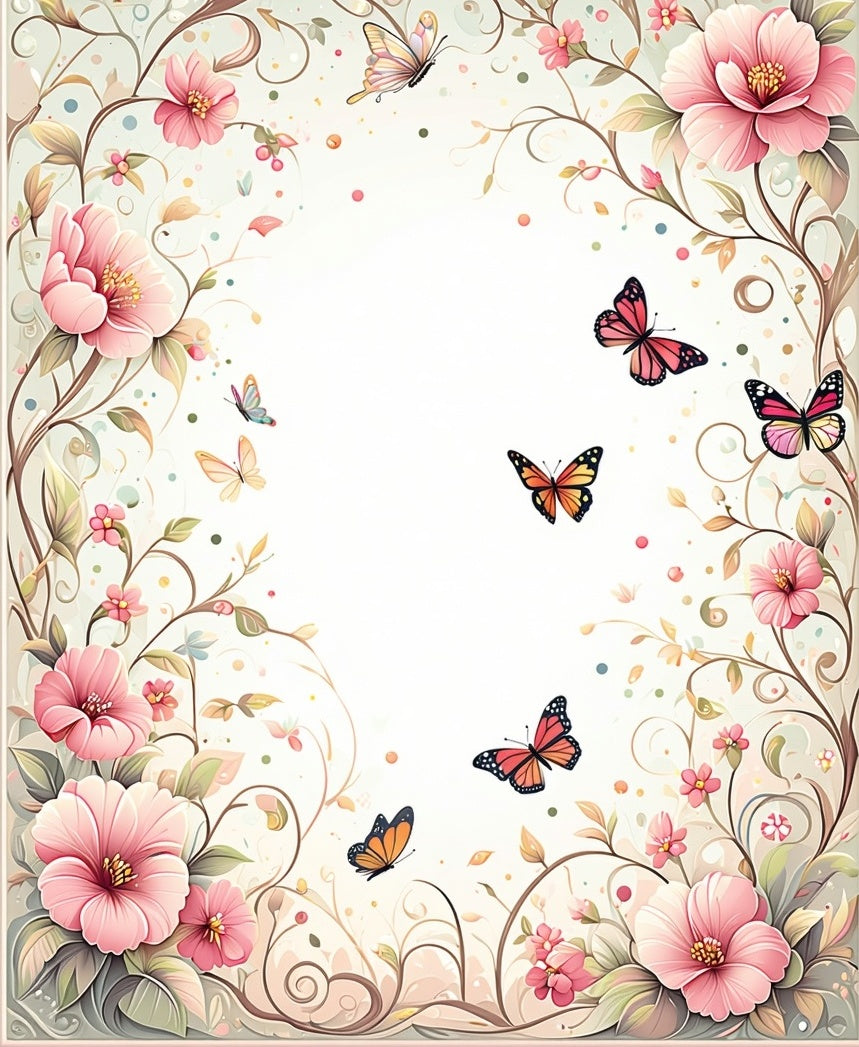 Whimsical Fluttering Butterflies Flowers Rug