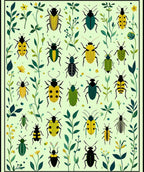 Whimsical Bugs Botanical Garden Pattern Rug