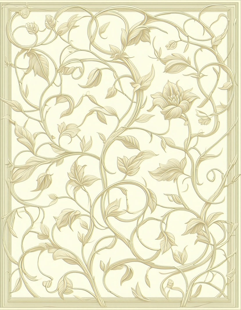 Elegant Floral Vine Scrollwork Design Rug