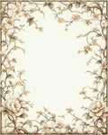 Delicate Floral Vine Border Design Rug