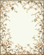 Delicate Floral Vine Border Design Rug