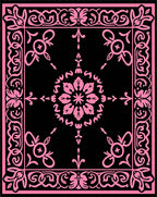 Exotic Pink Floral Border Design Rug