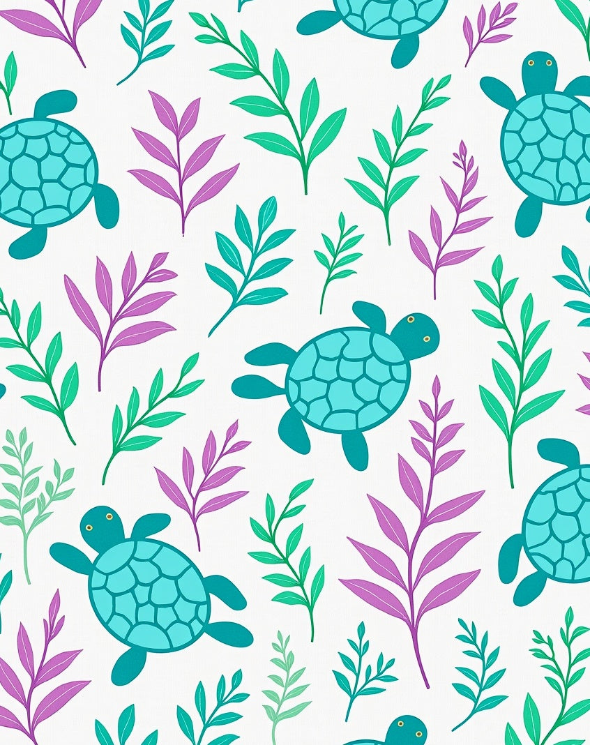 Ocean Turtle Floral Pattern Rug