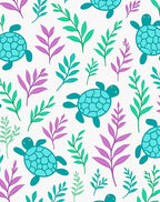 Ocean Turtle Floral Pattern Rug