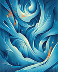Abstract Blue Swirls Dynamic Patterns Rug