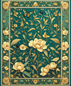 Elegant Teal Floral Butterfly Meadow Rug