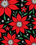 Bold Red Poinsettia Floral Contrast Rug