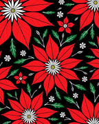 Bold Red Poinsettia Floral Contrast Rug