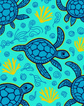 Ocean Turtle Coral Pattern Design Rug
