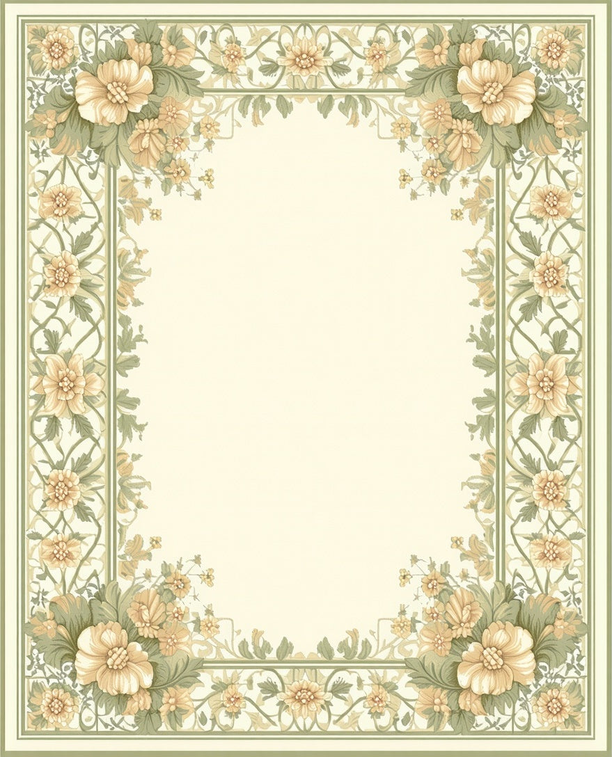 Floral Vines Botanical Border Rug