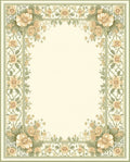 Floral Vines Botanical Border Rug