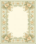 Floral Vines Botanical Border Rug