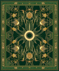 Ornate Emerald Sunburst Geometric Design Rug