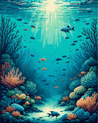 Underwater Coral Reef Fish Scene Rug