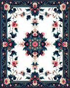 Floral Medallion Inspired Botanical Design Rug