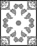Vintage Floral Motif Frame Design Rug
