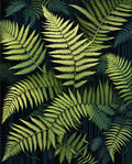 Lush Fern Pattern Dark Botanical Design Rug