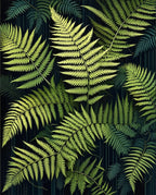 Lush Fern Pattern Dark Botanical Design Rug
