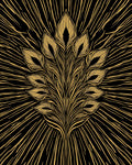 Golden Feather Rays Design Rug