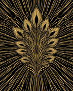 Golden Feather Rays Design Rug