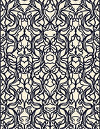 Abstract Black Symmetry Swirl Rug