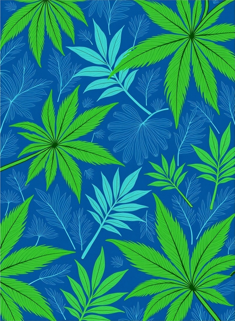 Emerald Green Leafy Foliage Abstract Rug