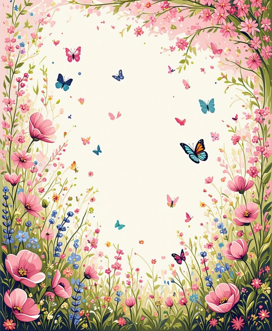 Whimsical Butterfly Floral Meadow Rug