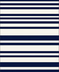 Classic Navy White Stripe Pattern Rug
