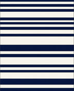 Classic Navy White Stripe Pattern Rug